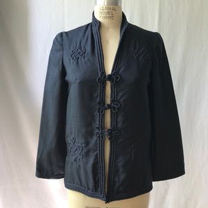 Vintage Navy Blue quilted design silk jacket